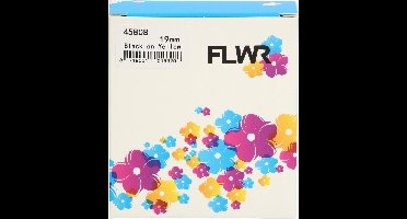 FLWR - Printetiket / 45808 / Zwart op Geel - Geschikt voor Dymo