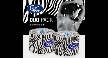 CureTape® Art Zebra - Kinesiotape Voordeelset 2 rollen Zebra 5cm x 5m - Kinesiotape - CureTape Classic met Zebra print - elastische tape voor blessurebehandeling en herstel