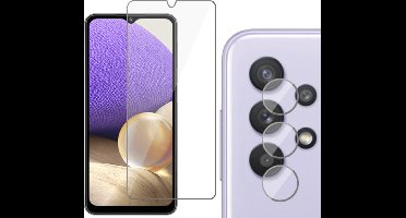 Screenprotector geschikt voor Samsung A32 5G + Camera Lens - Glas Screen Protector