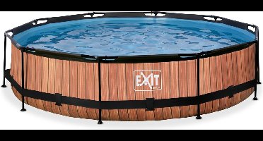 EXIT Wood Frame Zwembad ø360 - Opzetzwembad - met Filterpomp - Rond - Bruin