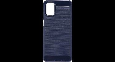 Shop4 - Samsung Galaxy M31s Hoesje - Zachte Back Case Brushed Carbon Donker Blauw
