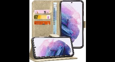 Hoesje geschikt voor Samsung Galaxy S21 - Book Case Kunstleer Pasjeshouder Goud