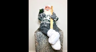 Luxe Afgewerkte Kerst Decoratie Kerstman Zittend - 60cm