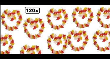 120x Krans slinger rood/wit/geel - Carnaval hawai slinger thema feest uitdeel festival