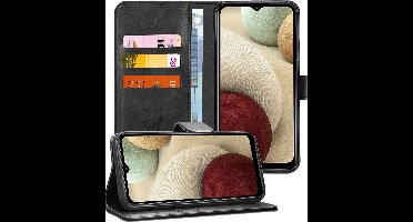 Hoesje geschikt voor Samsung Galaxy A12 - Book Case Kunstleer Pasjeshouder Zwart