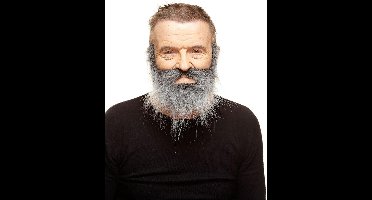 Partychimp Dwergen/Kabouter/Tovenaar Baard met Snor Zelfklevend Plaksnor voor Carnaval Verkleedaccessoire - Grijs - Imitatiebont