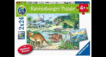 Ravensburger puzzel SauriÃ«rs en hun leefruimte - 2 x 24 stukjes - kinderpuzzel