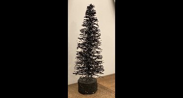 Kerstboompje hout zwart met glitters 35cm 3ass kl - decoratief kerstboompje zwart met glitters.