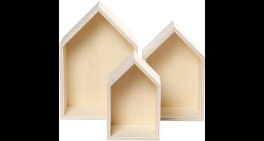 Creativ Company Houten Showdozen Huizen set 3 stuks h: 20.3-31 cm