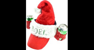 Funny kerstmuts met klep en met ruimte voor 2 blikjes frisdrank of bier