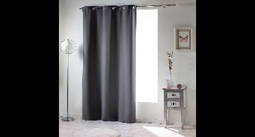 Gordijnen-Kant en klaar- met ringen occult verduisterend 135x240cm uni polyester slate grijs