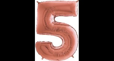 Grabo Balloons - Folieballon - Cijfer 5 - rose goud - 66cm