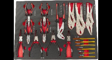 HBM 17 Delige Tangen en Doorslagenset in Carbon Foam inlay voor Gereedschapswagen