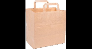 250 stuks - Take-Away papieren draagtas - 26x17x26cm - bruin kraft - snacktas - eco