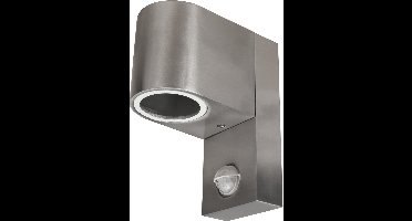 Buitenlamp met Bewegingssensor OVAL-E - Tuinverlichting - Buitenverlichting met IP44 - Muurlamp 1x GU10 - Wandlamp buiten - Geborsteld Aluminium