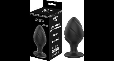 Power Escorts - Screw Plug Large Anal Plug - 9,2 CM X 4,5 CM / 3,6 Inch X 1,8 Inch - Butt Plug - Zwart - Kwaliteits Silicone - Geen Goedkoop Tpe Materiaal - Stoere Cadeau Box - BR216L
