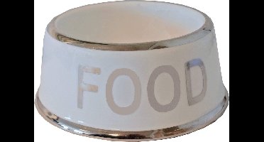 Voerbak Hond Food Wit/Zilver - 18 CM