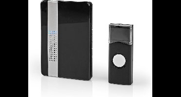 Nedis Draadloze Deurbelset - Netvoeding - 220 - 240 V AC 50 Hz - 1x CR2032 - Volume: 80 dB - Signaalbereik: 300 m - IP44 - 36 Melodiën - 1 Ontvanger - Zwart
