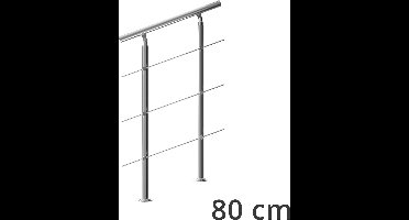Monzana Trapleuning 80 cm - Met 3 Spijlen – Roestvrijstaal