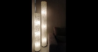 Staande lamp Handgemaakt Design Vloerlamp Decoratie woonkamer slaapkamer  cilinder white shell capiz parelmoer schelp 150 cm
