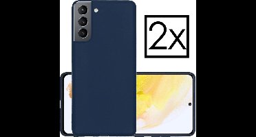 Hoesje - 2 Stuks - Geschikt voor Samsung Galaxy S21 - Sterk & Shockproof - Case Siliconen - Back Cover - Telefoon Hoes - Donkerblauw