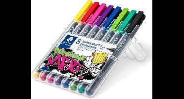 STAEDTLER Lumocolor F permanent - Box 8 st new colours