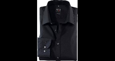 OLYMP Level 5 body fit overhemd - popeline - zwart - Strijkvriendelijk - Boordmaat: 45