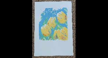 Grafiek (Zeefdruk) Roelof Hofman - Yellow Tulips 35 x 50 cm