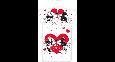 Disney Mickey & Minnie Mouse Dekbedovertrek love hearts - Eenpersoons - 140 x 200 cm - Katoen