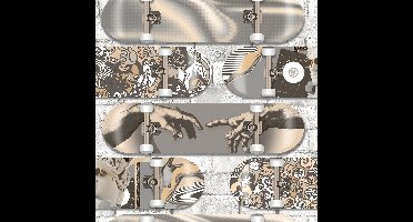 Dutch Wallcoverings - Pop- skateboard beige/grijs - vliesbehang - 10m x 53cm - M478-09
