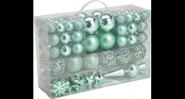 G. Wurm Kerstballen met piek - 111-delig - kunststof - mintgroen - 3-4-6 cm