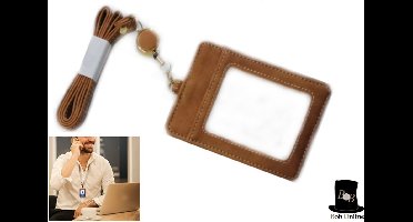 Bob Online ™ - 1 Stuk - Verticaal - Kunstleer – ID-badgehouder met Intrekbare Lanyard – 2 Kaartsleuven – PVC Lederen ID-Kaarthouder – Easy Swipe ID-houder voor werk-ID, Treinkaart en/of toegangspasje – PVC Leather ID Badge Holder & Yoyo Layard