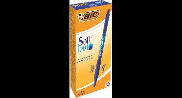 BIC Soft Feel Balpennen met Kliksysteem - Blauw - Doos van 12 Stuks - Medium Punt 1 mm