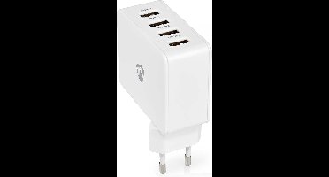 Nedis Oplader - 24 W - 4x 2.4 A - Outputs: 4 - 4x USB-A - Geen Kabel Inbegrepen - Single Voltage Output - Wit