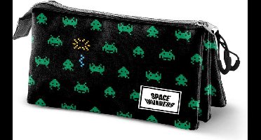 SPACE INVADERS - Pennenzak 3 compartimenten - '23x11x10' - Recycled Material