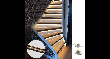 Trapverlichting led bewegingssensor set - Led strips 130 cm met warm wit licht - Set in zwart profiel voor max. 16 treden