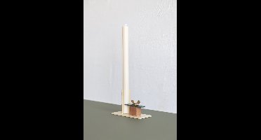 Fixum kandelaar gele basis, groen schuifje door Floris Hovers voor Vij5