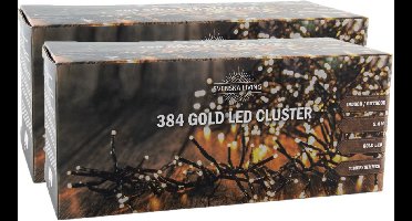 2x svenska living clusterverlichting - 384 led lampjes - goud - 240 cm - lichtsnoer - kerstverlichting - timer-dimmer - kerstlichtjes