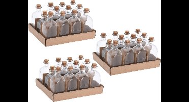 Glazen flesjes met kurk dop - 84 stuks - transparant - glas -120 ml