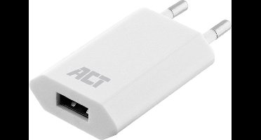 ACT USB Stekker, Universele USB Oplader, 1A, 5W, Geschikt voor o.a. iPhone 13/12/11, Wit - AC2105