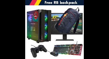 ScreenON - Racing Gaming Set + Red Bull Backpack - F1225027 - (GamePC.F12050 + 27 Inch Monitor + Toetsenbord + Muis + Controller + Gratis Red Bull Backpack)
