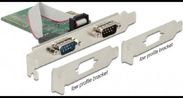 DeLOCK seriële RS232 PCI-Express kaart met 2 9-pins SUB-D poorten en Low Profile brackets