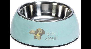 Beeztees Puppy Droppy – Hondenvoerbak – Plastic/RVS – Groen – 18x18x6,5 cm – 350 ml