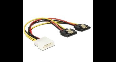 Molex (m) - 2x SATA (v) met metalen klem splitter - 0,20 meter