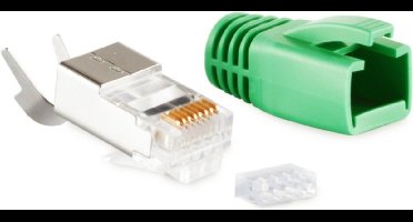 RJ45 krimp connector (STP) voor CAT6/6a/7/7a netwerkkabel (vast/flexibel) - per stuk (3-delig) / groen