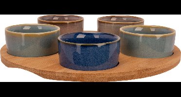 Cosy & Trendy - Serveerplank - bamboe - dia 25 cm - met 5x luxe schaaltjes