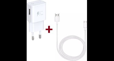 USB Oplader - Snellader met USB-C Kabel 1 Meter geschikt voor: Samsung Galaxy S8 S9 S10 S10E Ultra / Note 10 20 / Plus / FE / Lite / A70 / A50 / A11 / A12 / A51 / A41 / A21S / A20s / Oppo / Motorola / Nokia / Huawei - Oplaadkabel en Adapter