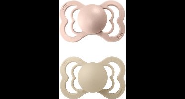 BIBS Supreme Speen verpakking van 2 stuks. BPA-vrij, Symmetrische speen. Natuurlijk rubberlatex, Gemaakt in Denemarken. Maat 1 (0-6 maanden), Ivory / Blush