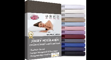 Double Jersey Hoeslaken - Hoeslaken 200x200+30 cm - 100% Katoen  Taupe