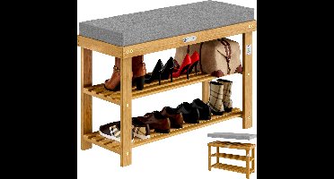 CASARIA Schoenenrek Acaciahout - 5cm Afneembaar Kussen - 70x33x48cm